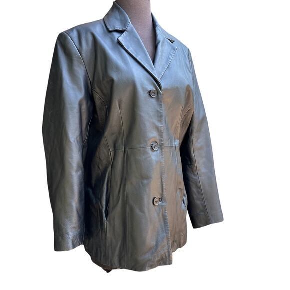 Vtg 90s Leather Classic Boho Moto Cool Girl Minimalist Chic Jacket Womens Size M - Picture 1 of 6